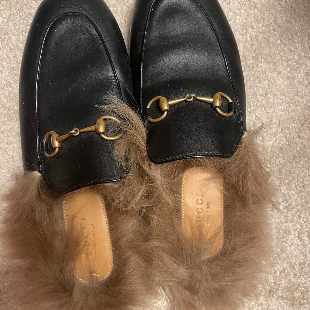 Gucci Black Leather Mules with Gold Horsebit